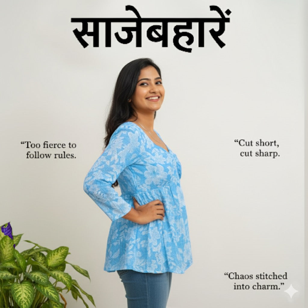 Serene Sky Light Blue Floral Peplum Top